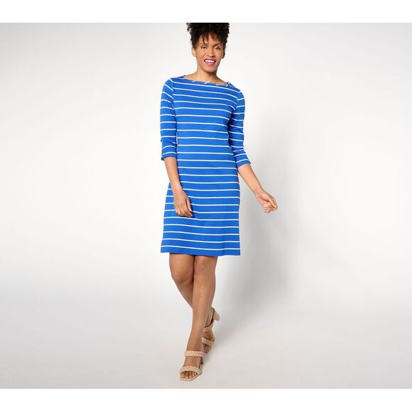 Isaac Mizrahi Live! Women's Petite Dress 2XP Essentials Pima Cotton Blue A641485 - Picture 1 of 4